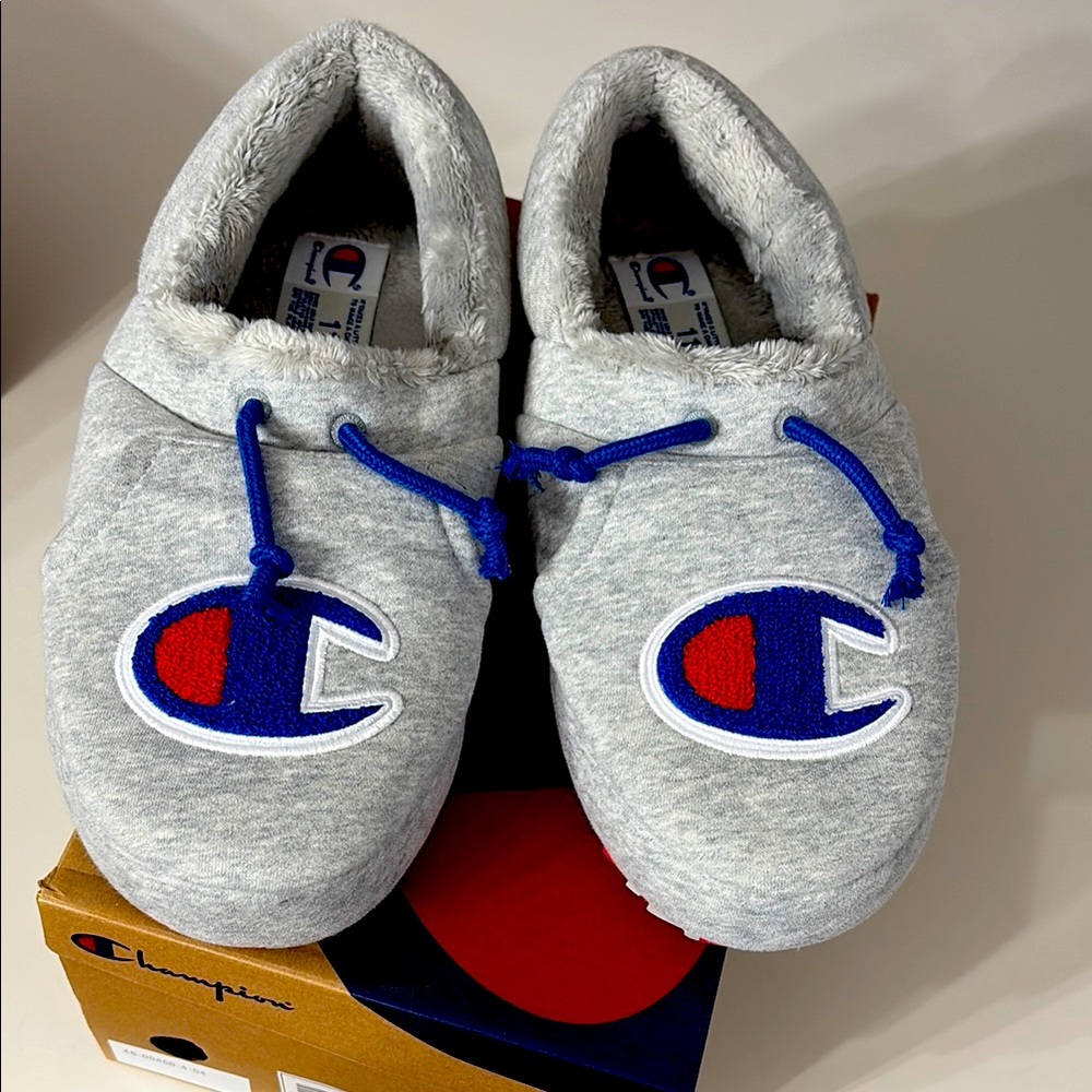 Champion Gray and Blue Slippers